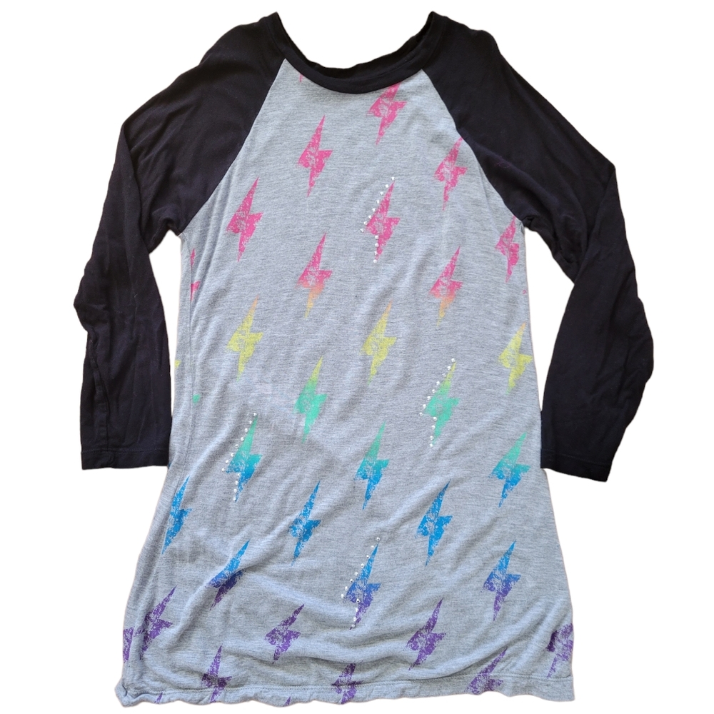 Flowers by Zoe (FBZ) Girls Grey /Black Dress with Multicolored Design size 7-8